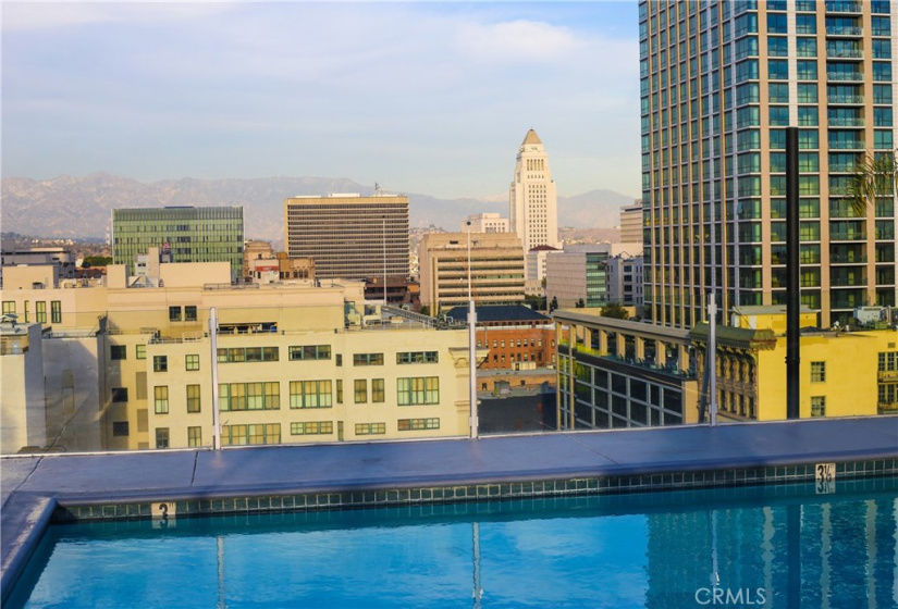 Rooftop Pool view of City Hall.